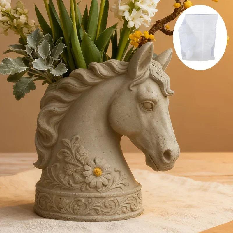 Horse Head - Floral Design White