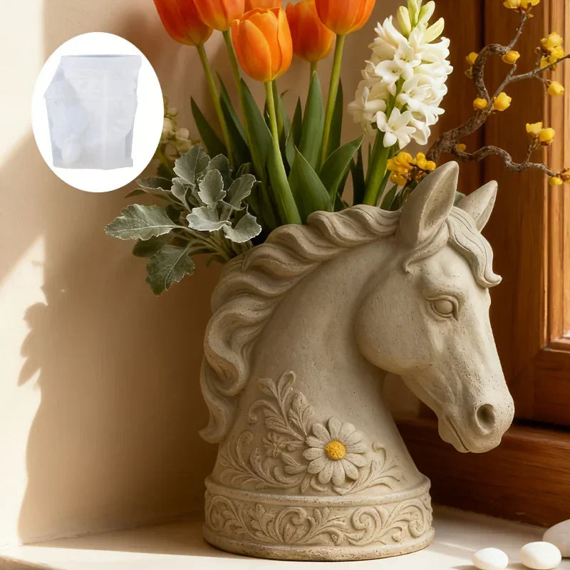 Horse Head - Floral Design White