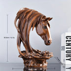 Resin Horse Head Figurine Sculpture with Intricate Details, angled view - House Of Avana