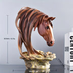 Resin Horse Head Figurine Sculpture with Intricate Details, angled view - House Of Avana