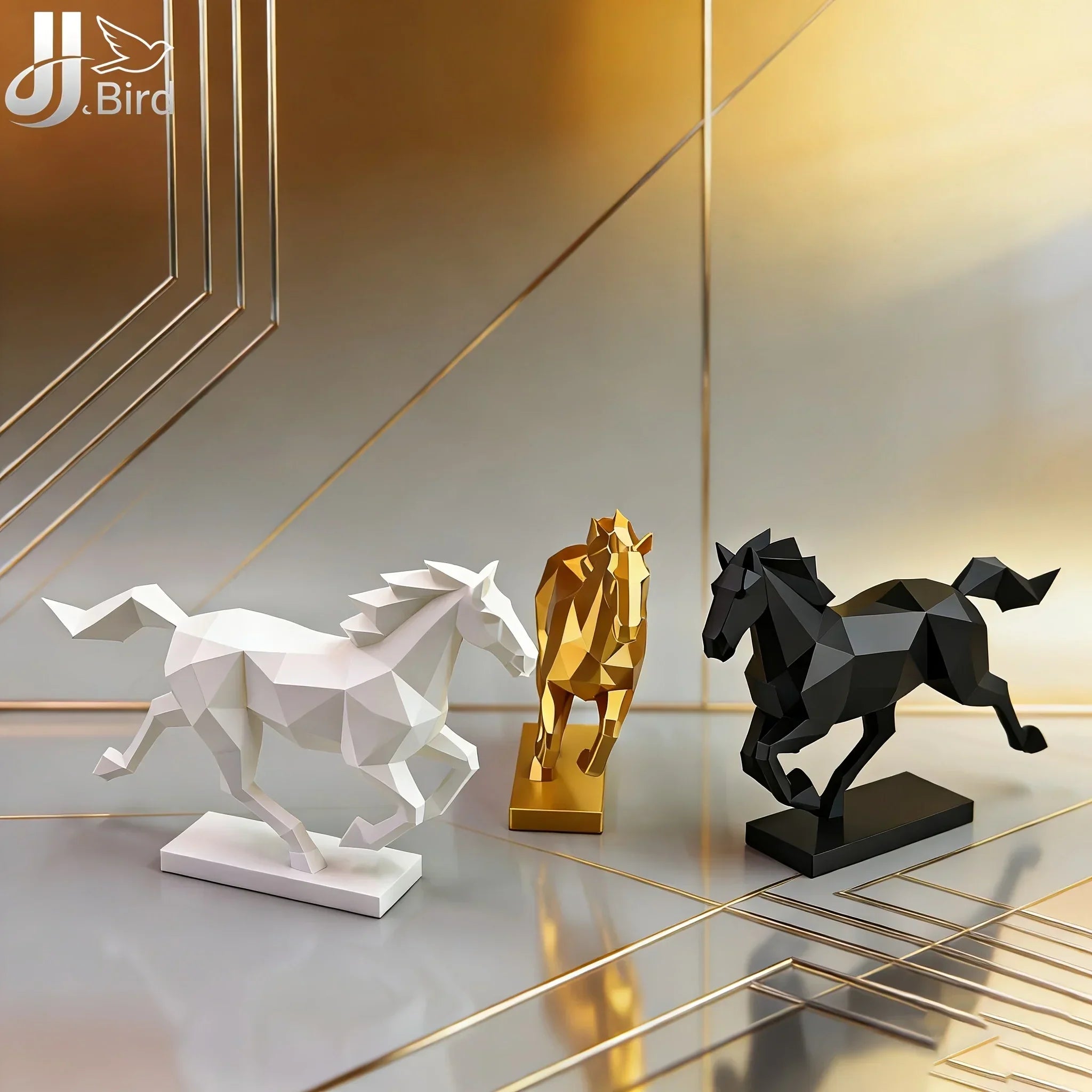 Horse Sculpture - Modern White Low-Poly