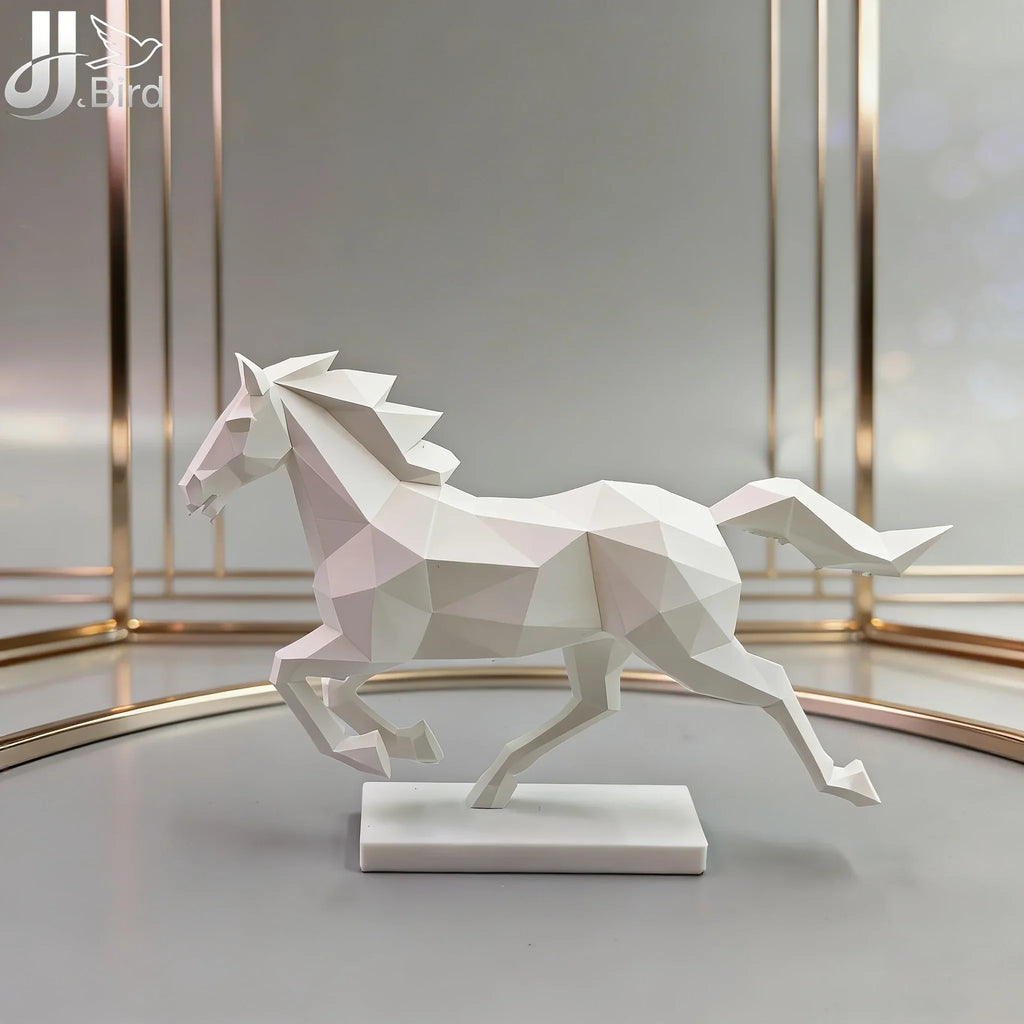 Horse Sculpture - Modern White Low-Poly