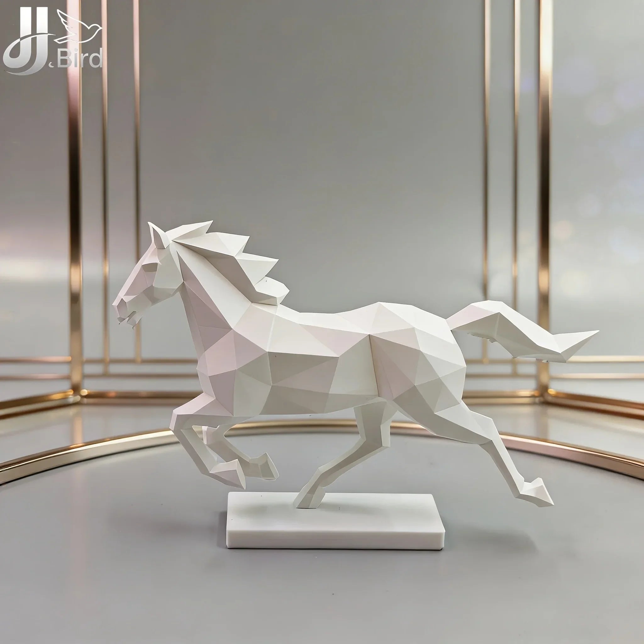 Horse Sculpture - Modern White Low-Poly