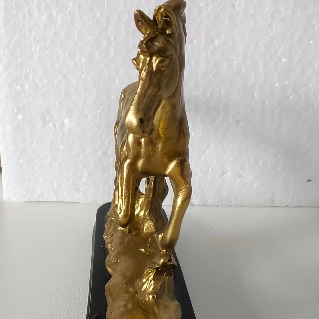 Horse Statue - Galloping Metal Golden