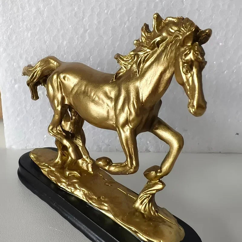 Horse Statue - Galloping Metal Golden
