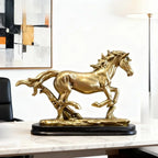 Horse Statue - Galloping Metal Golden