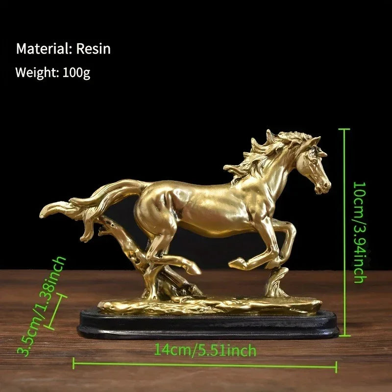Horse Statue - Galloping Metal Golden