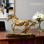 Horse Statue - Galloping Metal Golden