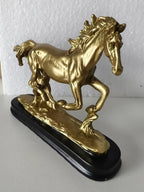 Horse Statue - Galloping Metal Golden
