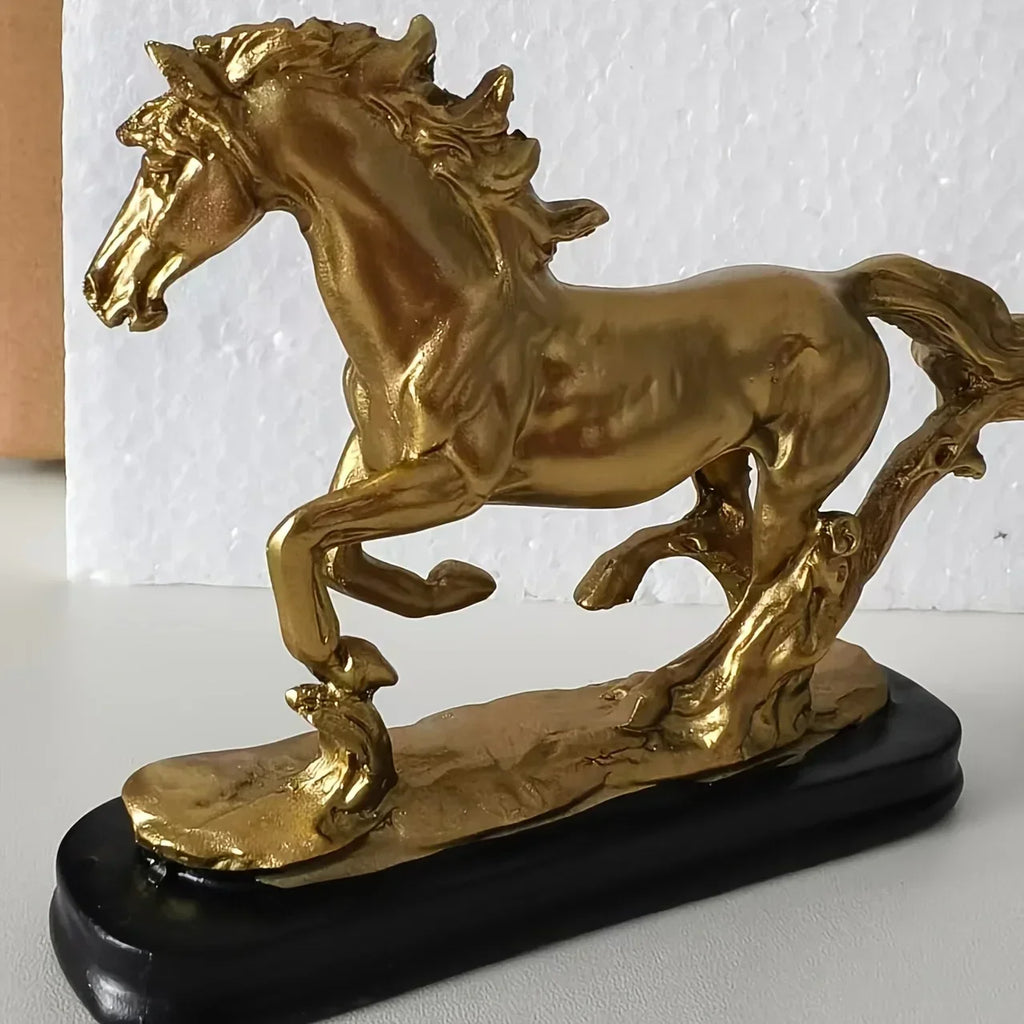 Horse Statue - Golden 14Cm