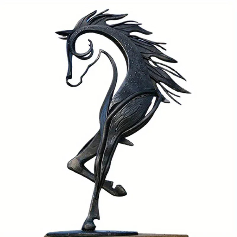 Modern Horse Statue - Antique Gold Finish, detail shot - House Of Avana