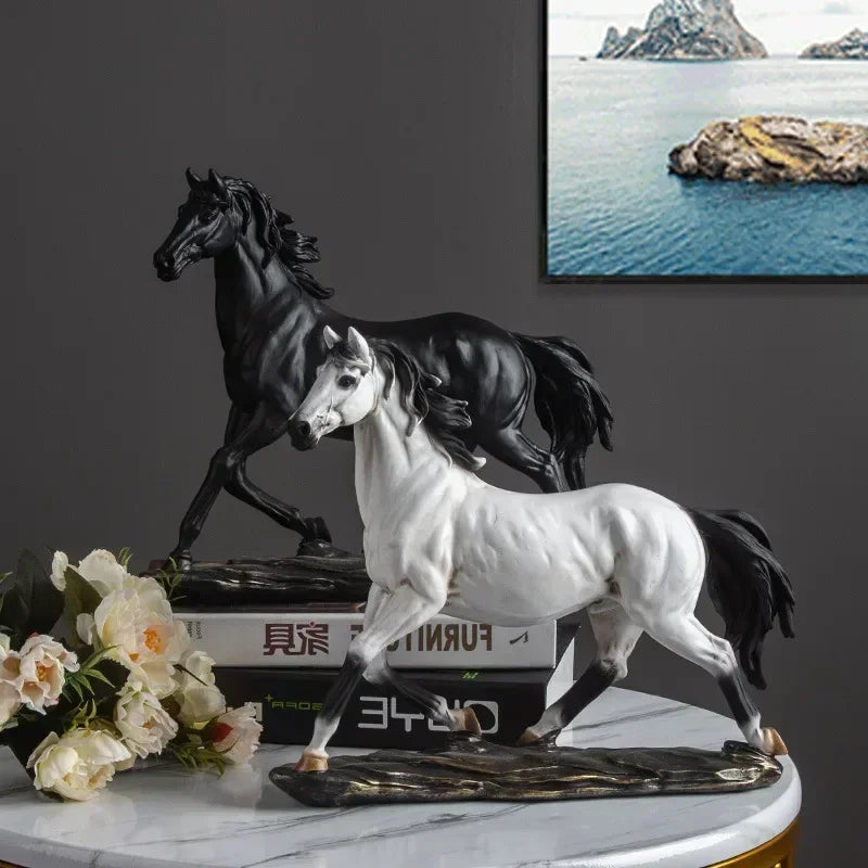 Bronze Horse Resin Sculpture Retro Style Interior Room Table Decoration Animal Statue & Figurine Home... - House Of Avana