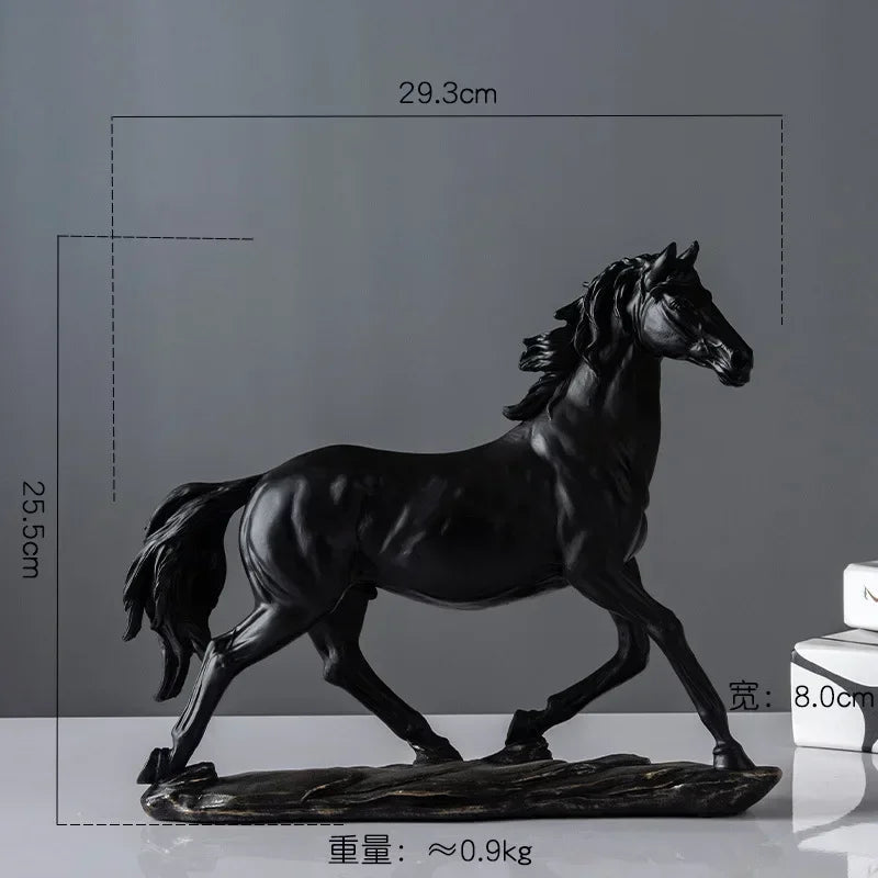 Bronze Horse Resin Sculpture Retro Style Interior Room Table Decoration Animal Statue & Figurine Home... - House Of Avana