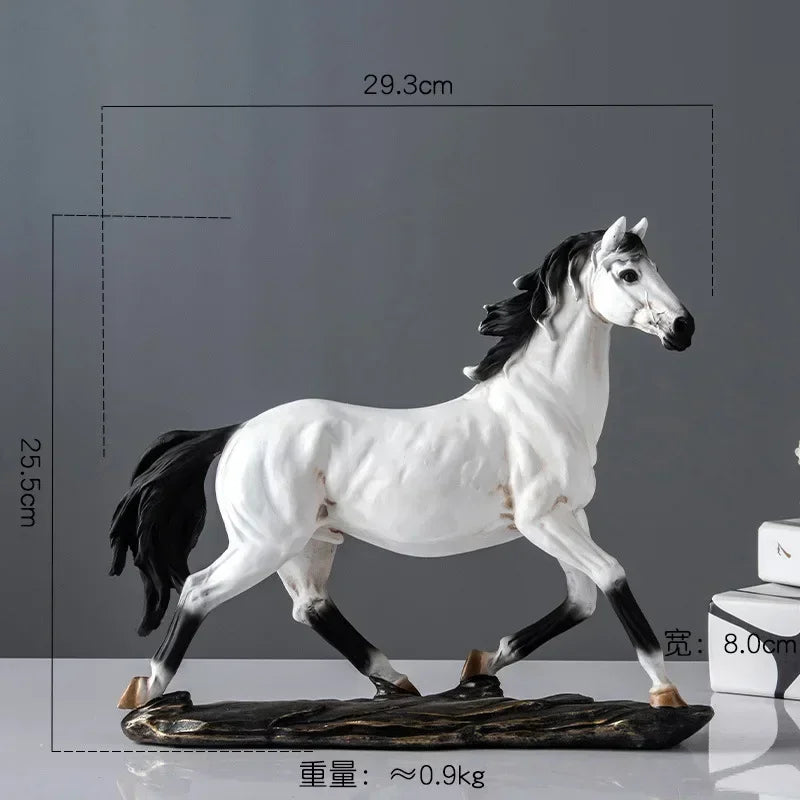 Bronze Horse Resin Sculpture Retro Style Interior Room Table Decoration Animal Statue & Figurine Home... - House Of Avana