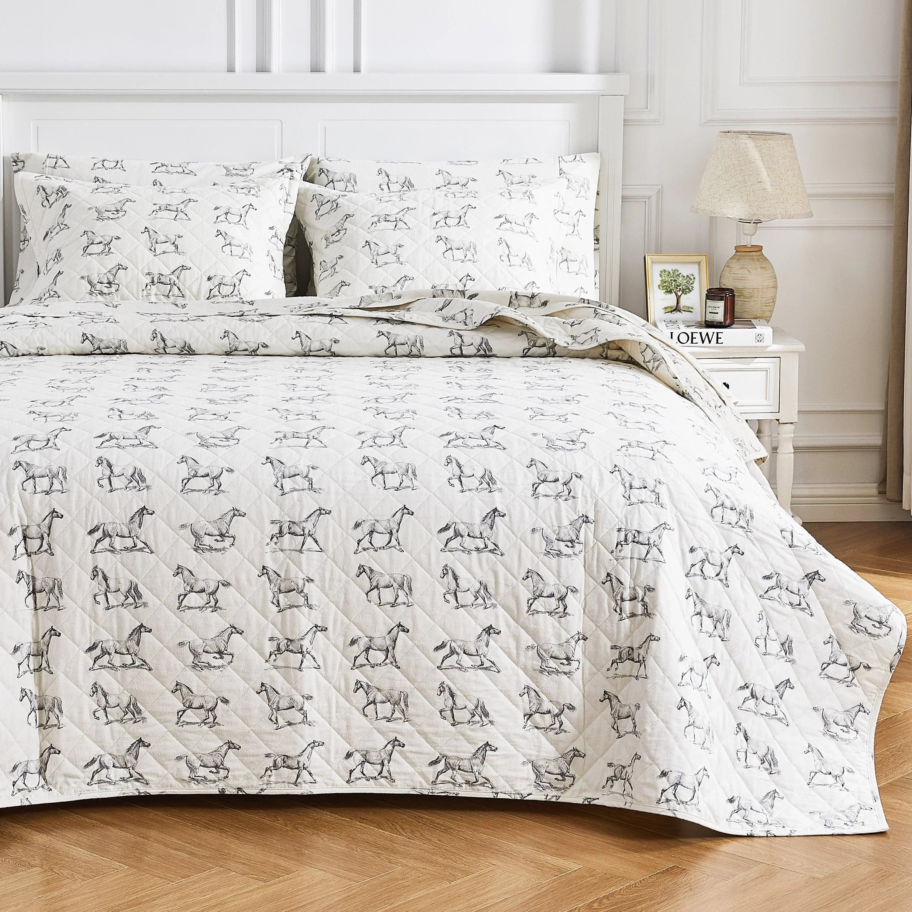Horses Cotton Flannel Quilt Set Mélange Home