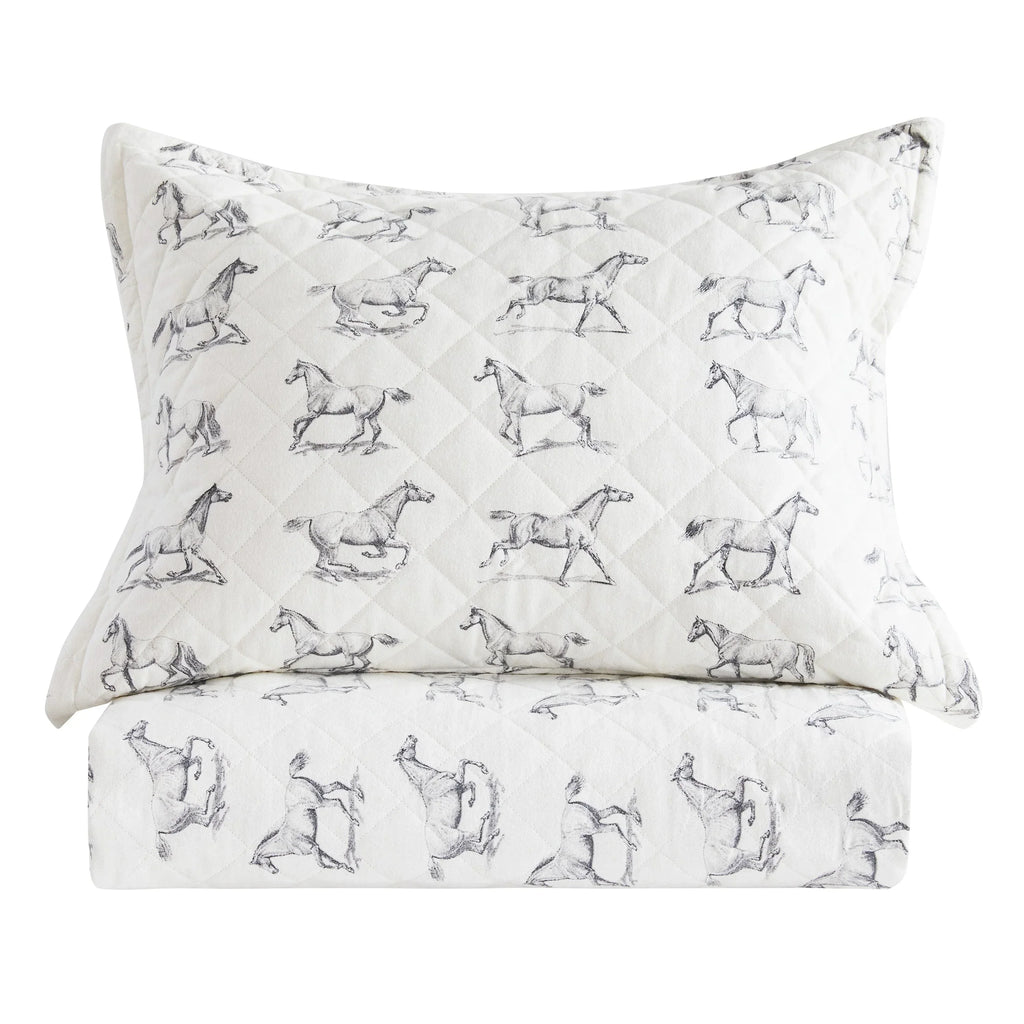 Horses Cotton Flannel Quilt Set Mélange Home