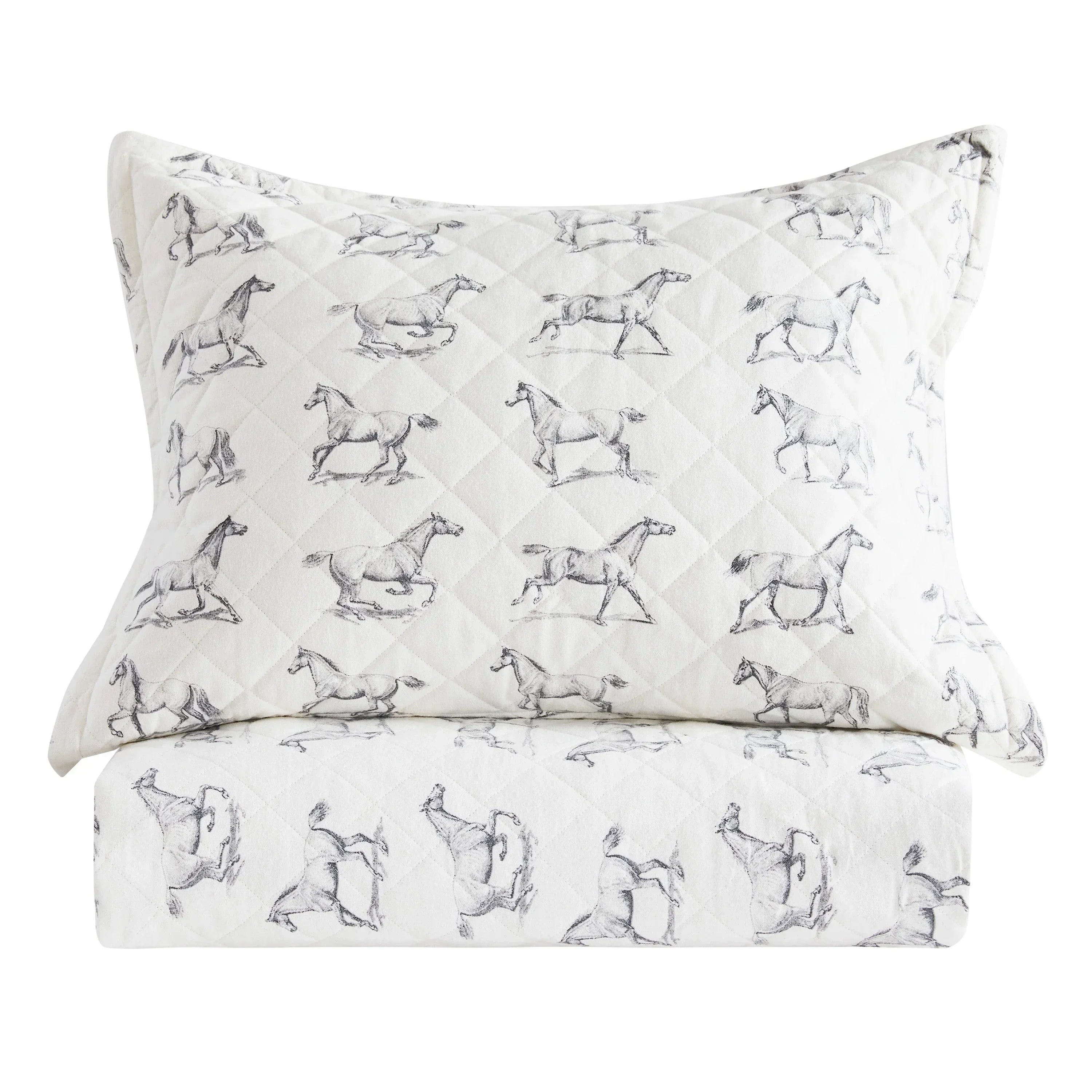 Horses Cotton Flannel Quilt Set Mélange Home