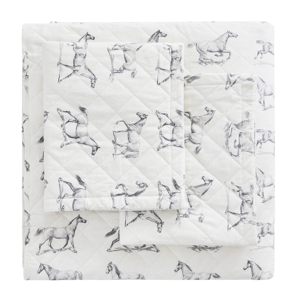Horses Cotton Flannel Quilt Set Mélange Home