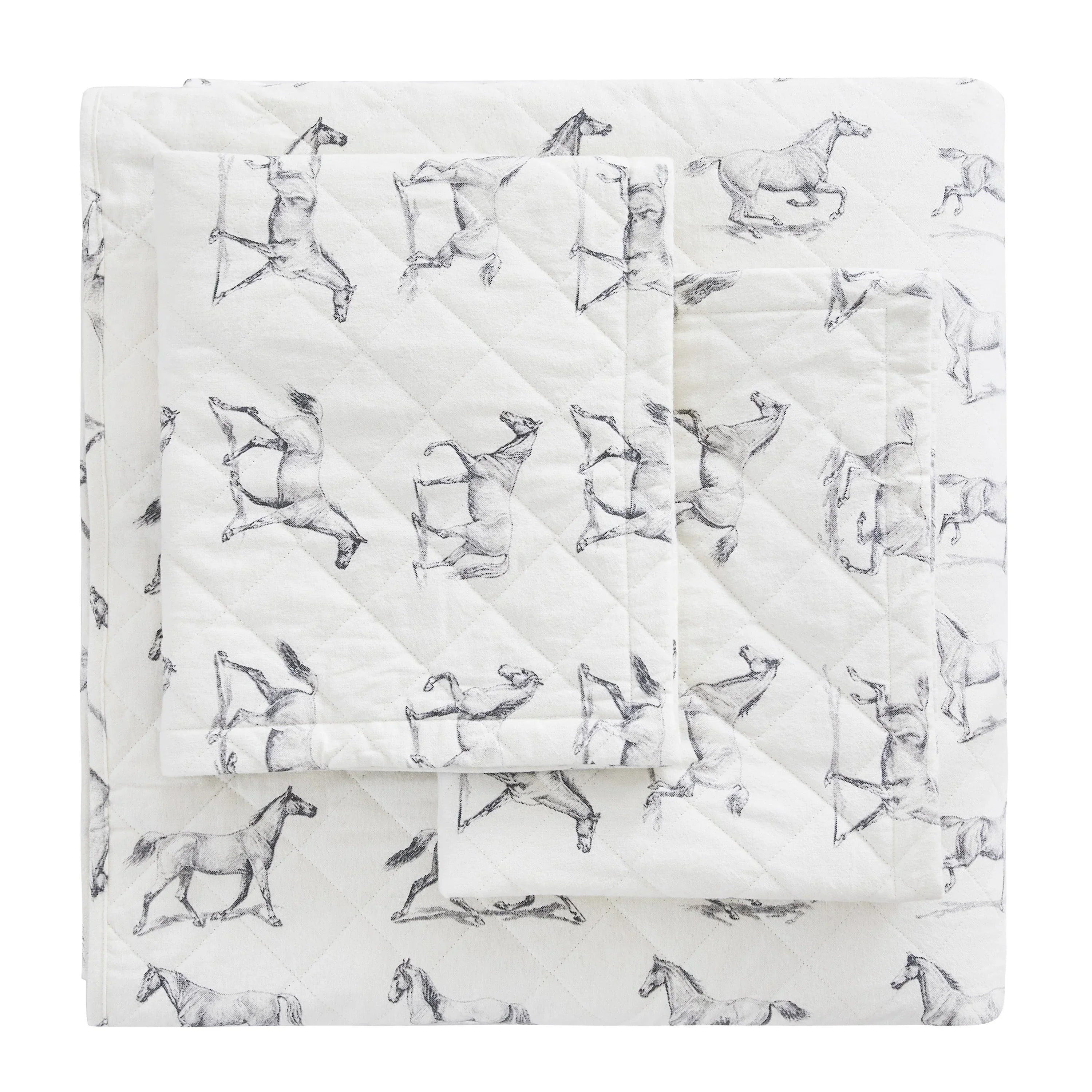 Horses Cotton Flannel Quilt Set Mélange Home