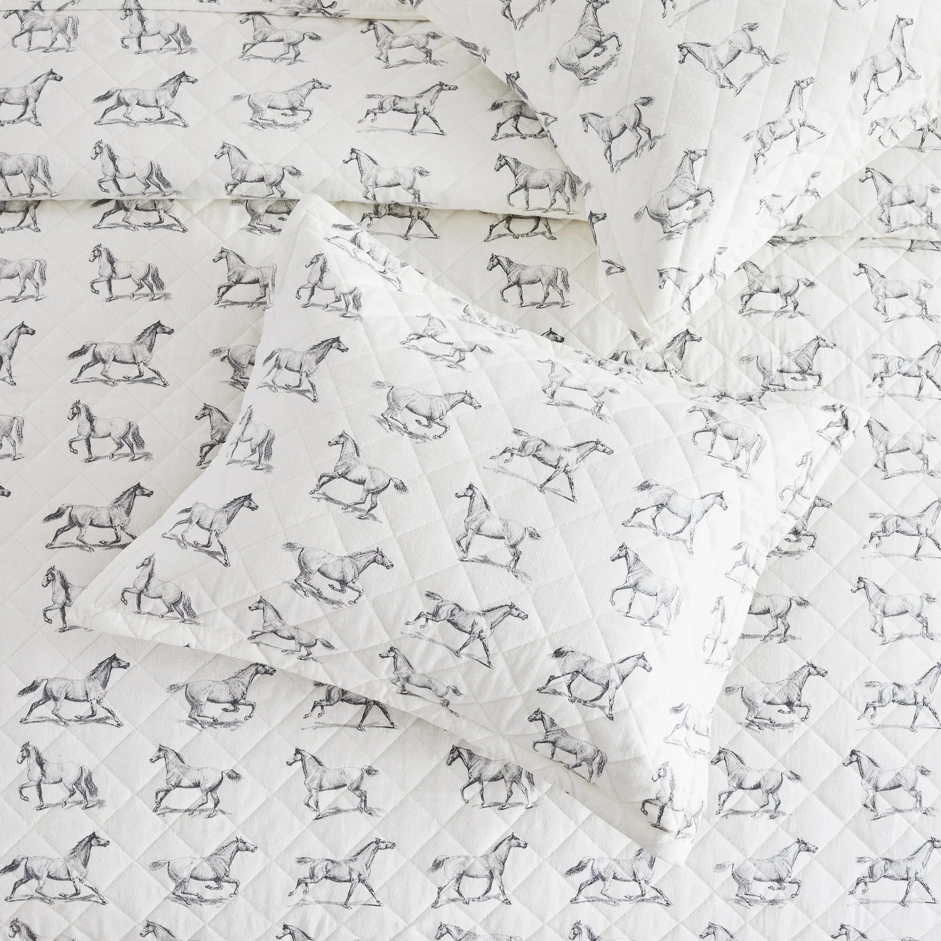 Horses Cotton Flannel Quilt Set Mélange Home