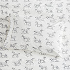 Horses Flannel Sheet Set Mélange Home