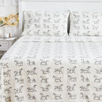 Horses Flannel Sheet Set Mélange Home