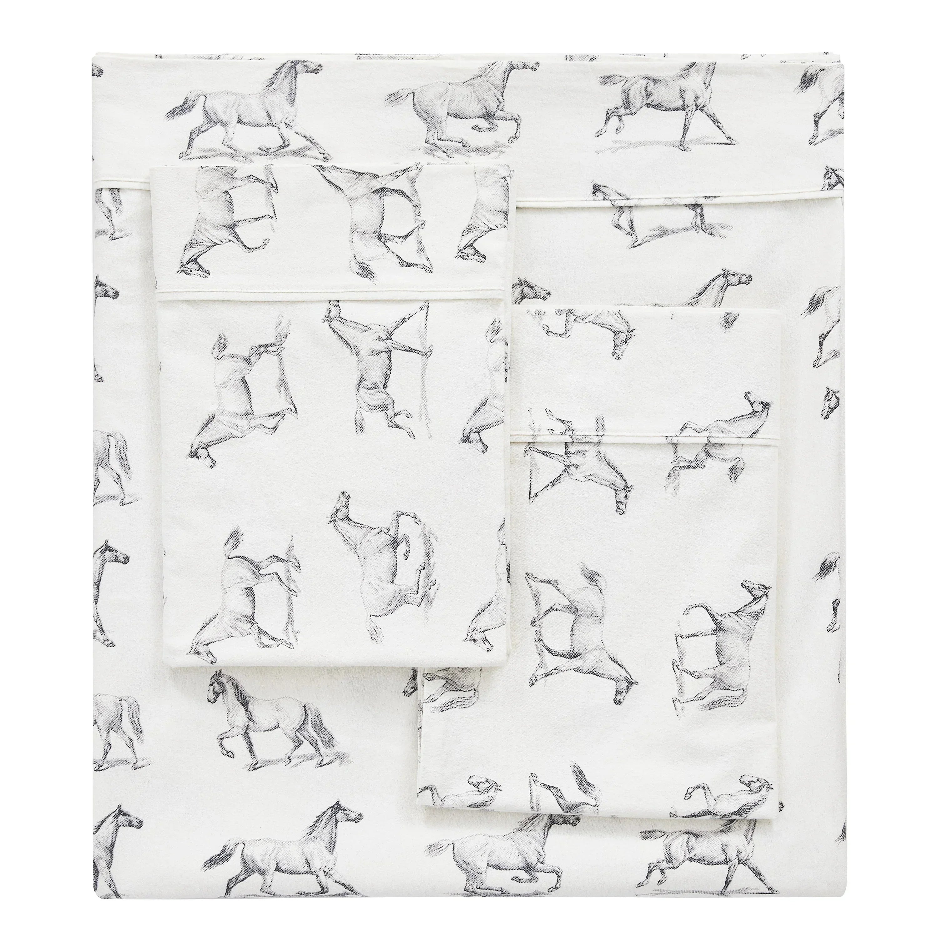 Horses Flannel Sheet Set Mélange Home