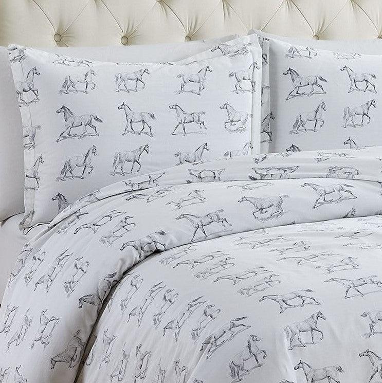 Horses Printed Duvet Set Mélange Home