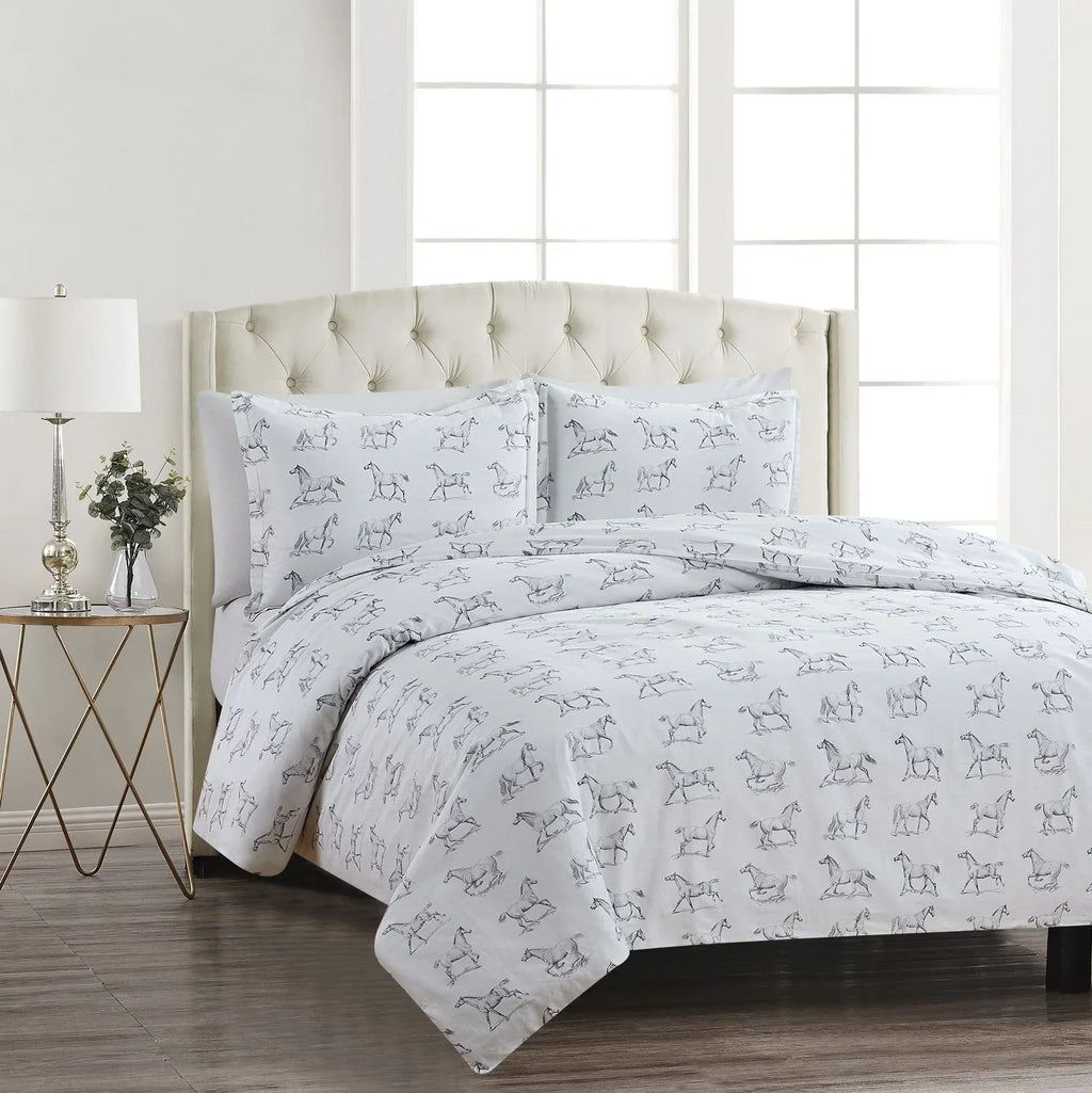 Horses Printed Duvet Set Mélange Home