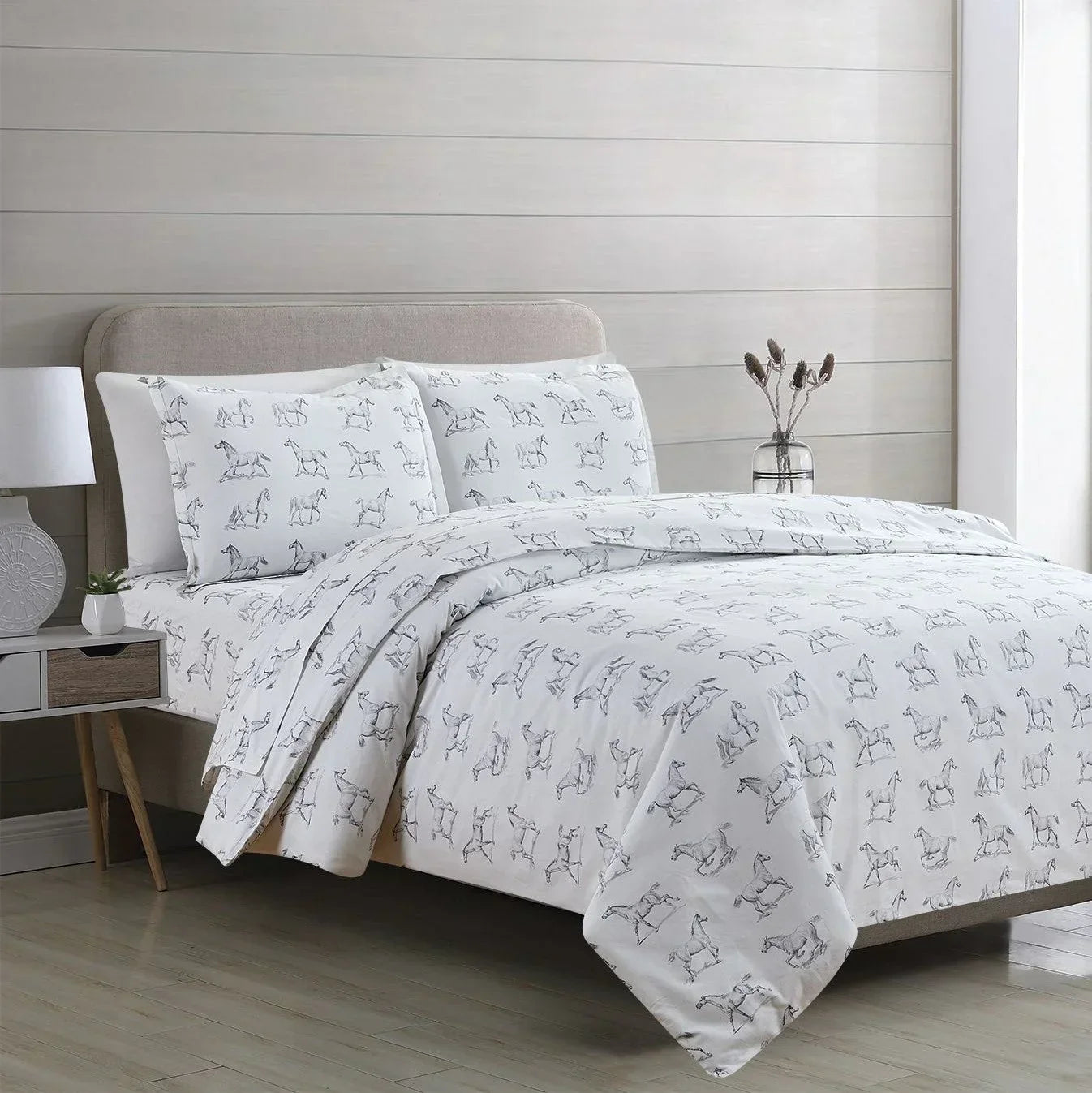 Horses Printed Duvet Set Mélange Home