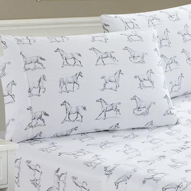 Horses Printed Sheet Set Mélange Home