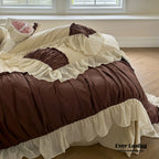 Hot Cocoa Ruffle Bedding Set / Beige Brown Ever Lasting