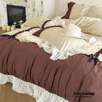 Hot Cocoa Ruffle Bedding Set / Beige Brown Ever Lasting