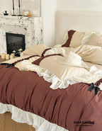 Hot Cocoa Ruffle Bedding Set / Beige Brown Ever Lasting