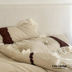 Hot Cocoa Ruffle Bedding Set / Beige Brown Ever Lasting