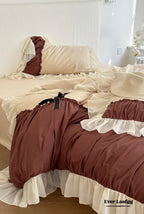 Hot Cocoa Ruffle Bedding Set / Beige Brown Ever Lasting