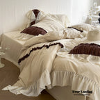 Hot Cocoa Ruffle Bedding Set / Beige Brown Ever Lasting