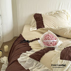 Hot Cocoa Ruffle Bedding Set / Beige Brown Ever Lasting