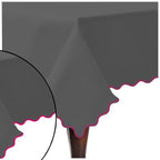 Scallop Embroidery Sateen Cotton Solid Table Cloth - Dark Grey PushpLinen