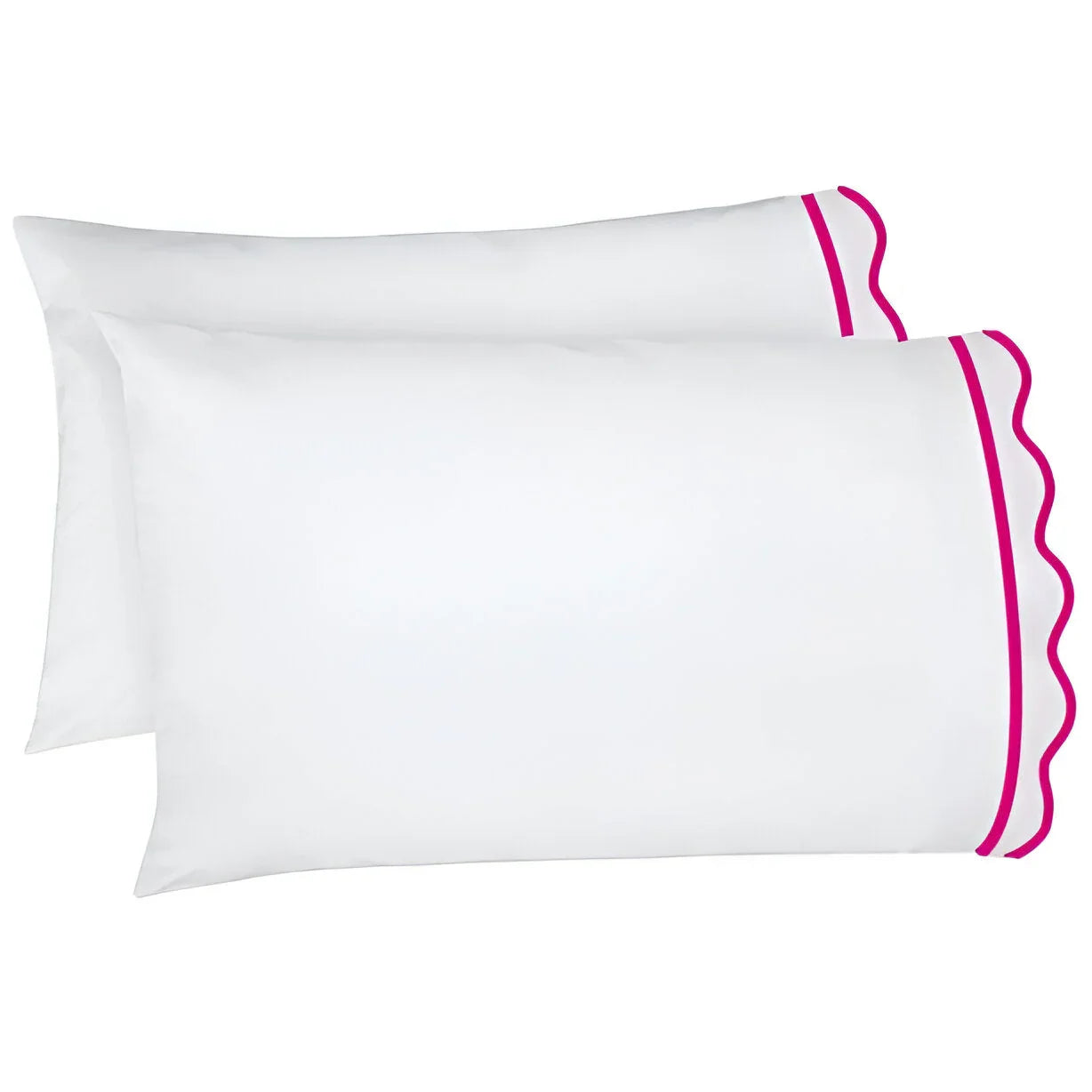 400TC Cotton Scallop Embroidery & Border Sateen Solid Pillowcases (Set Of 2) PushpLinen