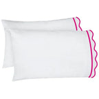 400TC Cotton Scallop Embroidery & Border Sateen Solid Sheet Set PushpLinen