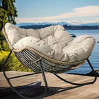 Brown rattan outdoor sofa with beige weather-resistant cushions - House of Avana [[SKU:HOA-GFR-401]]