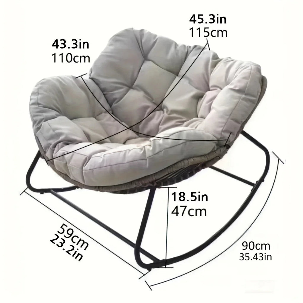 Brown rattan outdoor sofa with beige weather-resistant cushions - House of Avana