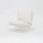 Aluminum Garden Chair with White Cushions, side view - House Of Avana