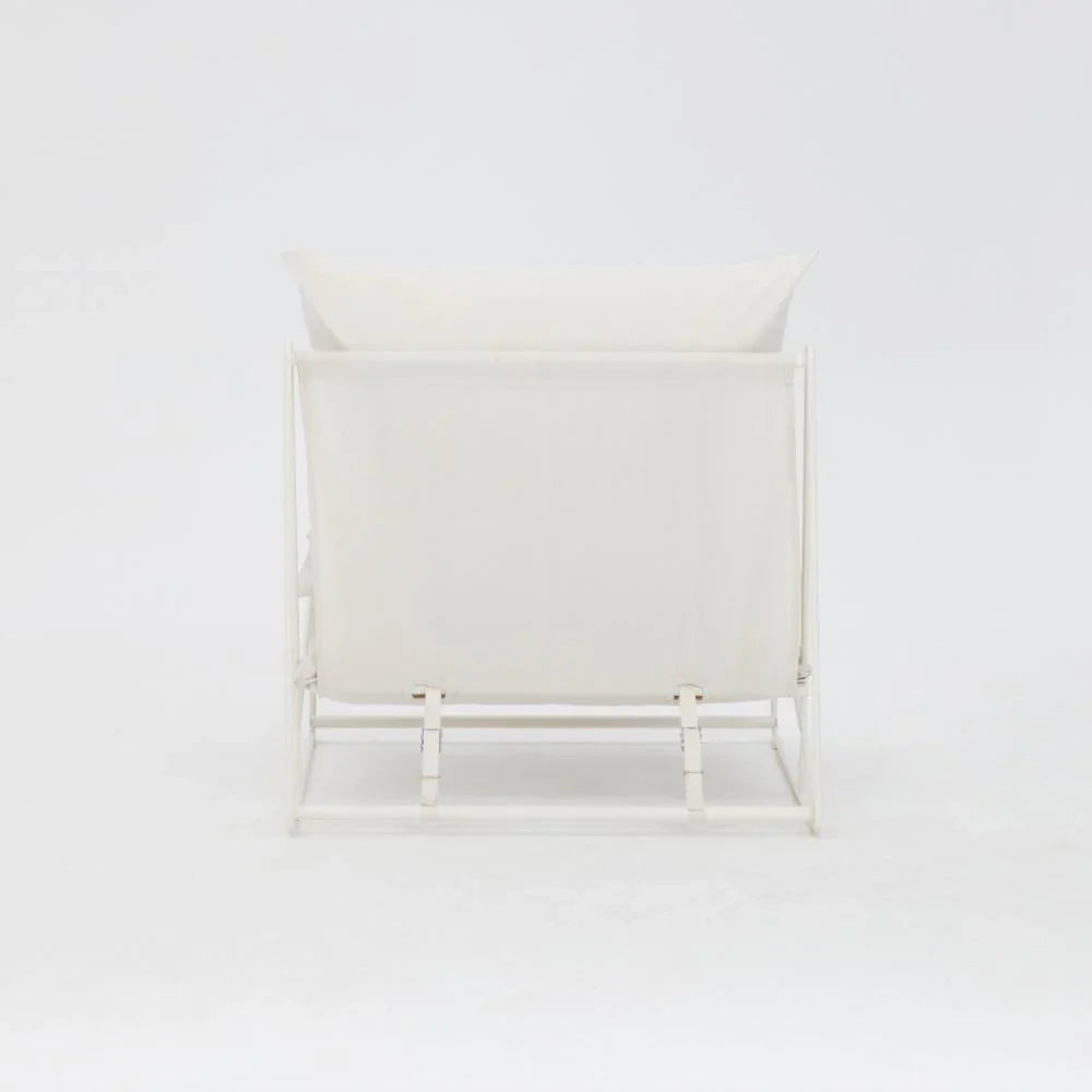 Aluminum Garden Chair with White Cushions, detail shot - House Of Avana