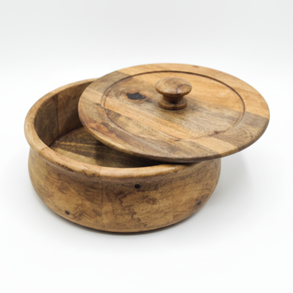 House of Avana Large Mango Wood Flat Bread Box