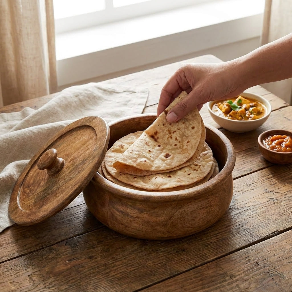 House of Avana Large Mango Wood Flat Bread Box