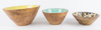 set of 3 mango wood enamel bowls nesting wooden kitchen bowl set
