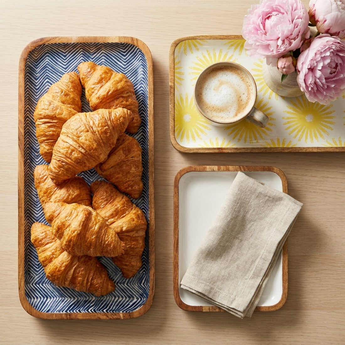 House of Avana Set of 3 Nesting Serving Trays Medium Mango Wood