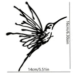 Vibrant ink hummingbird wall art, black and blue design, delicate wings - House of Avana